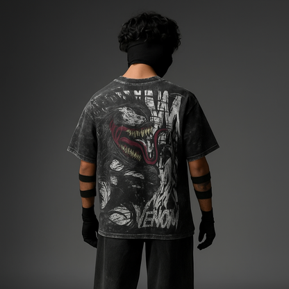 Venomous Acid Wash Oversized T-Shirt – 240 GSM Heavyweight Streetwear