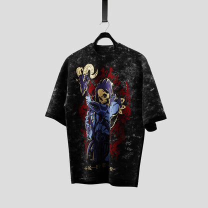 Unisex Acid Washed Oversized Tee – Retro He-Man Graphic